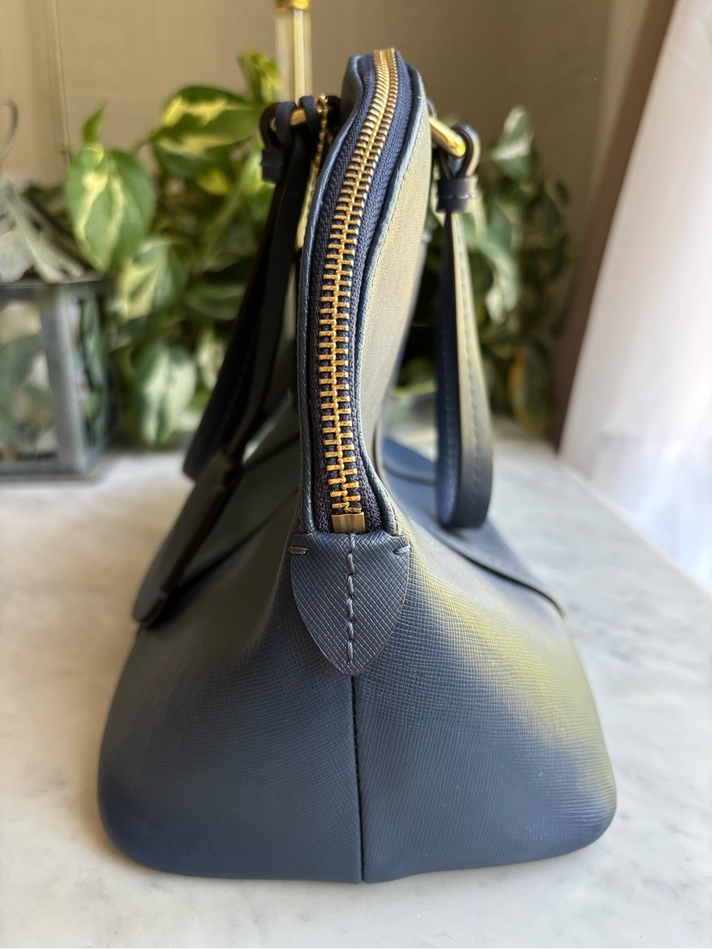 Coach Leather Dome Satchel Handbag in Navy - Picture 4 of 10